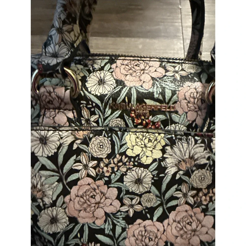 Karl Lagerfeld Paris Floral Women's Satchel  Rose Bag Purse NO CROSSBODY STRAP
